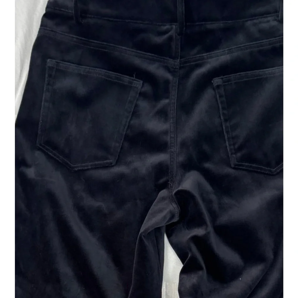 ZARA Womens Medium Black Velvet Wide Leg Velour Pants